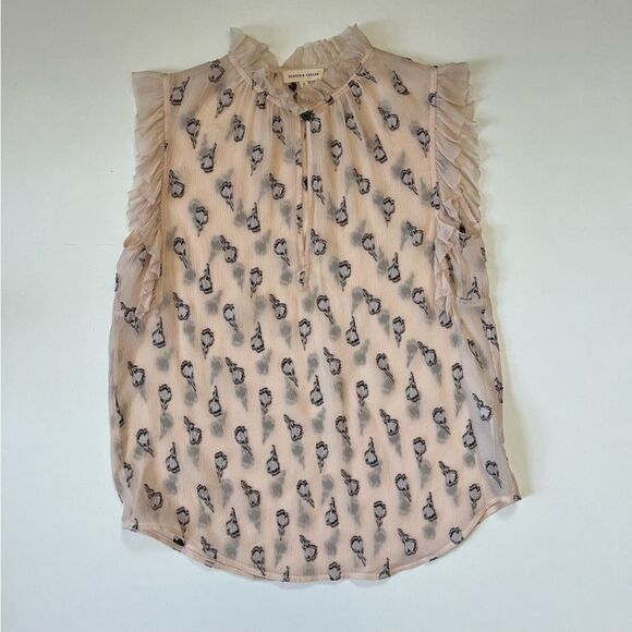 Rebecca Taylor Silk Tulip Print Top 2 - Picture 2 of 8